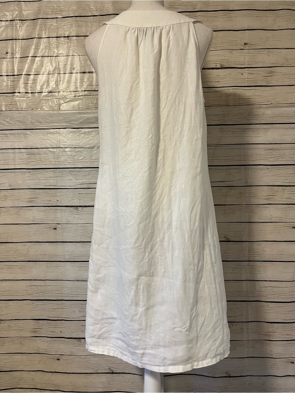 Tommy Bahama White Linen Sleeveless Fray Hem Ruffle V-Neck Dress Size Medium - Picture 5 of 5